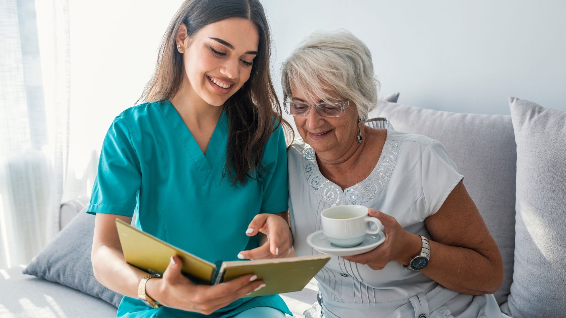 Compassionate caregiver with client